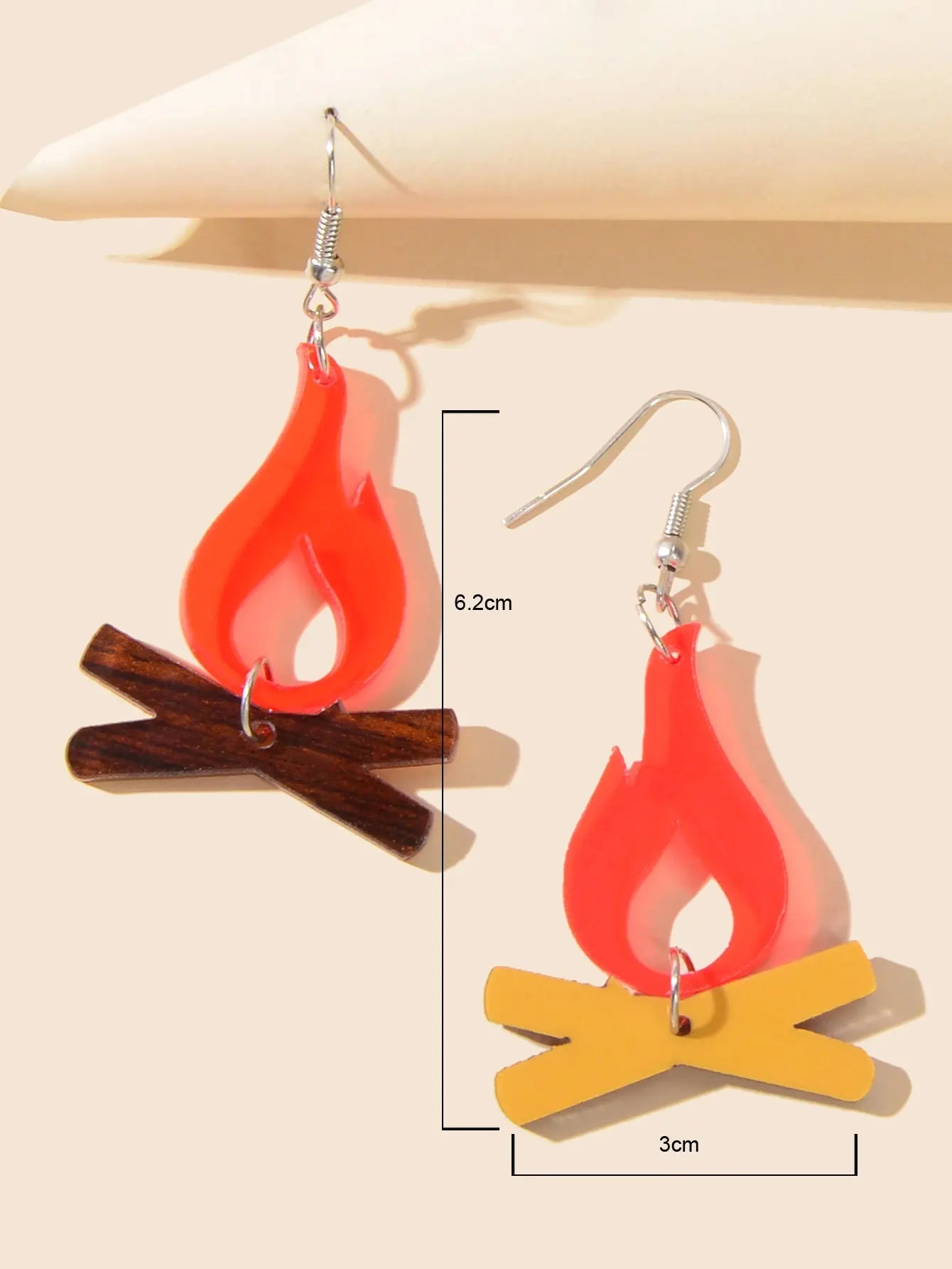 Red Flame Earrings Acrylic Creative Chic Firewood Fire Night Club Spark Jewelry Feelontop Jewellery