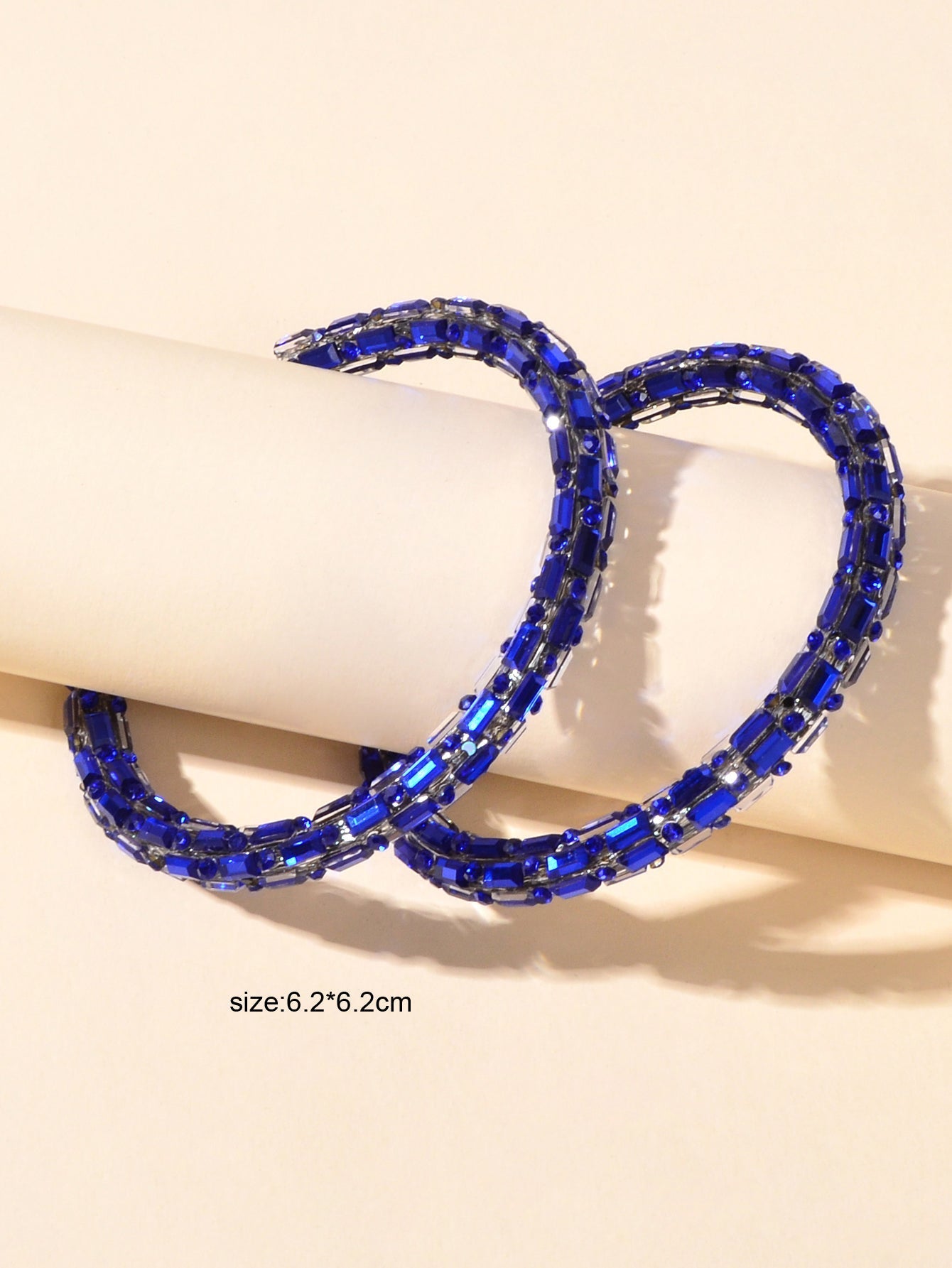 Glorious Sparkly Shiny Blue Crystal Hoops Earrings Gorgeous Holiday Jewellery Feelontop Jewellery