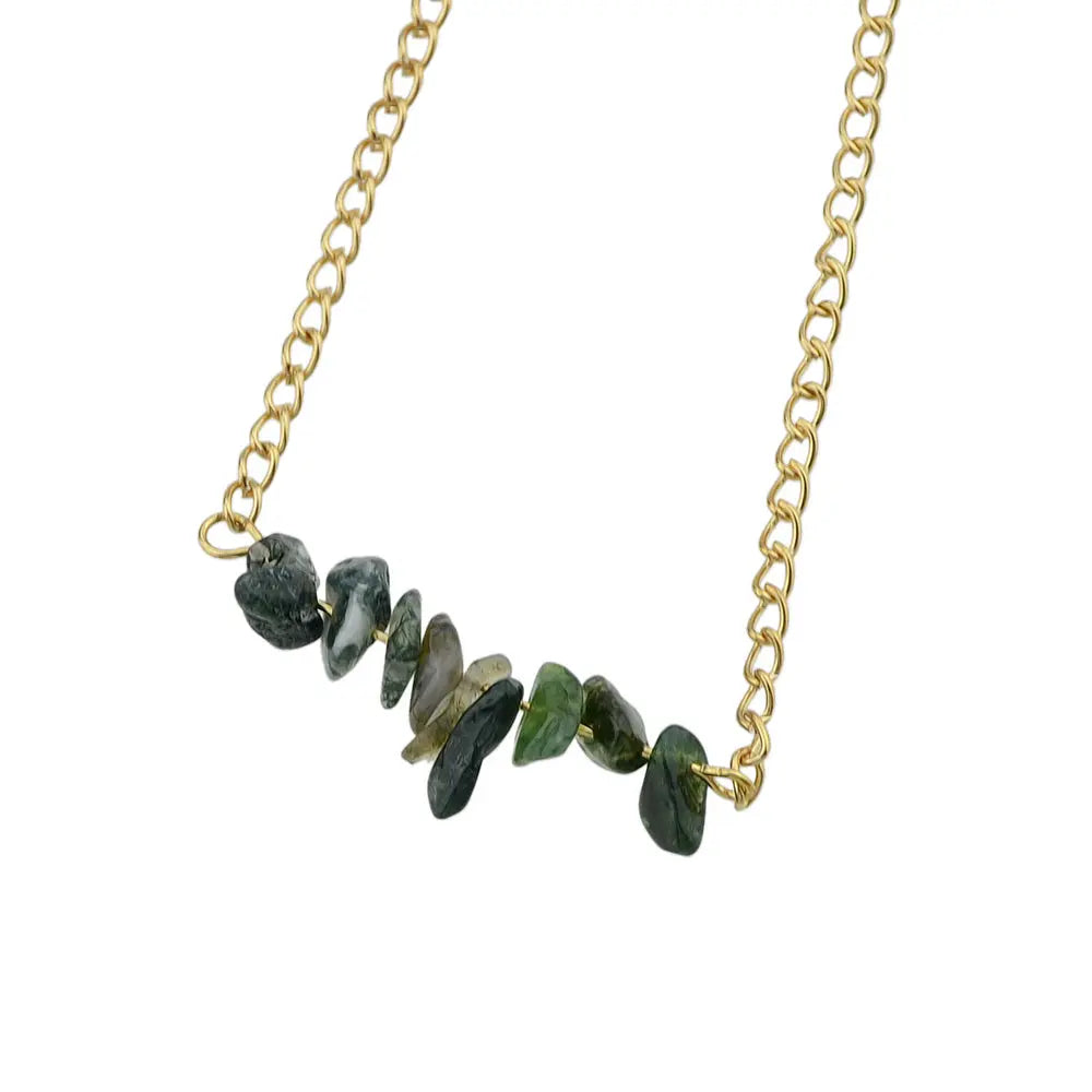 Bohemian Jewelry Gold Chain Irregular Stone Decor Holiday Choker Necklace Collar Feelontop Jewellery