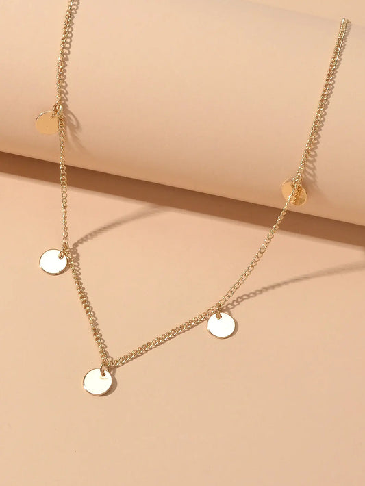 Disc Charm Necklace Delicate Dainty Collar Stunning Sequins Jewellery AU Stock Feelontop Jewellery