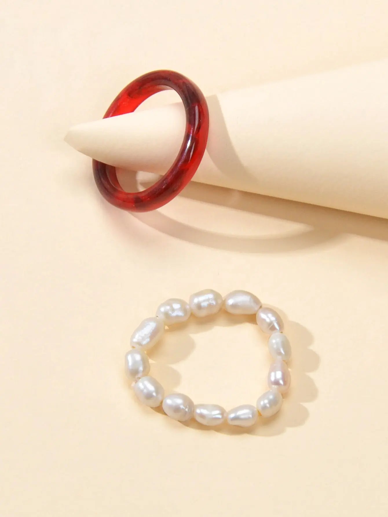 2pcs Pearl Elastic Ring New Women Accessories Feelontop Jewellery