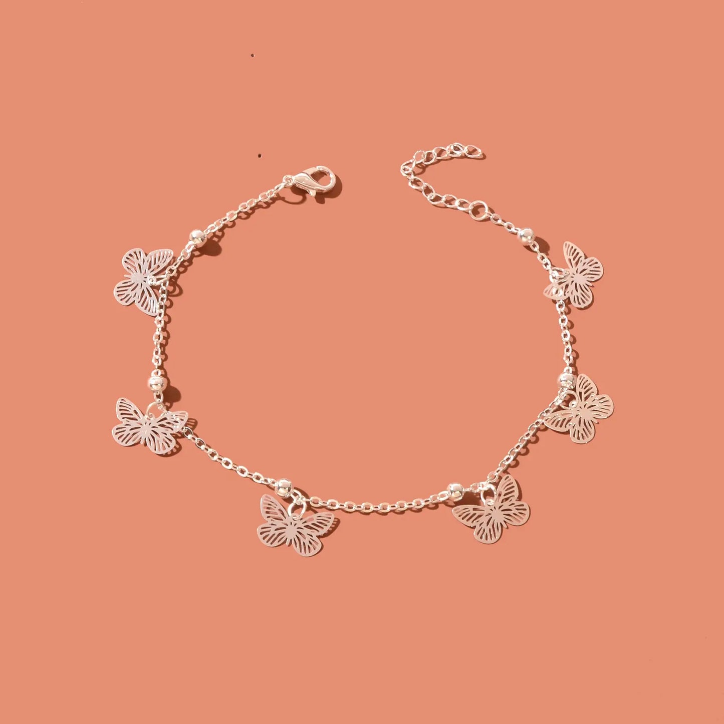 Silver Butterfly Charm Anklet Boho Beach Foot Jewellery Ankle Bracelet for Girls Feelontop Jewellery
