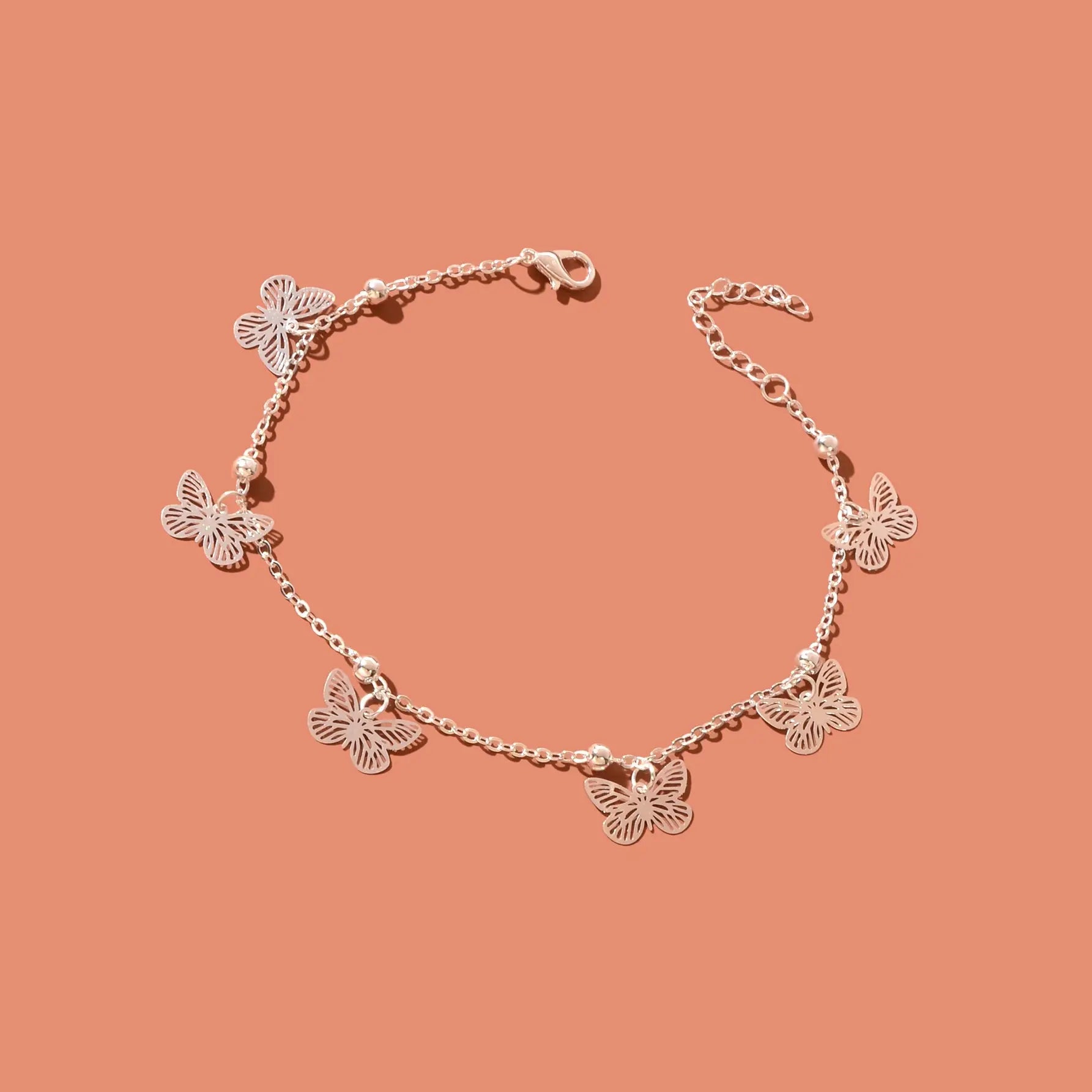 Silver Butterfly Charm Anklet Boho Beach Foot Jewellery Ankle Bracelet for Girls Feelontop Jewellery