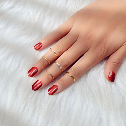 Stackable 5 pcs Metal Pearl Minimalist Finger Ring set Multiple Rings Bulk Pack Feelontop Jewellery