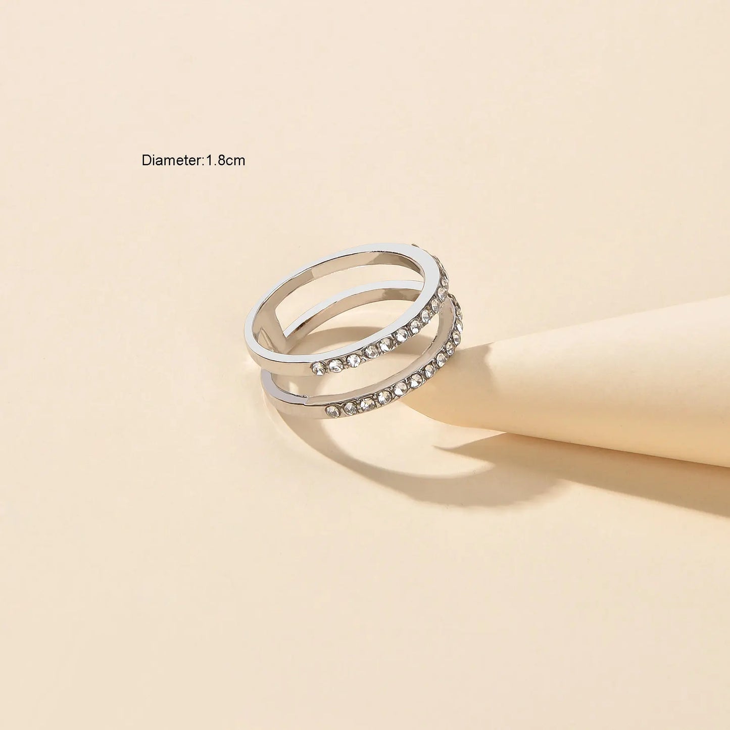 Luxurious Bridal Jewellery Band Women Full Rhinestone Decor Silver Wedding Ring Feelontop Jewellery