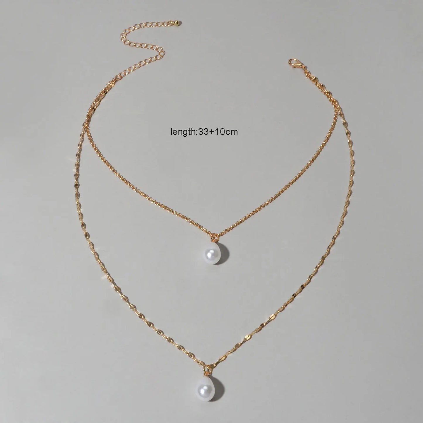 Fashion Double-layer Gold Chain Imitation Pearl Pendant Necklace Gift Jewelry Feelontop Jewellery