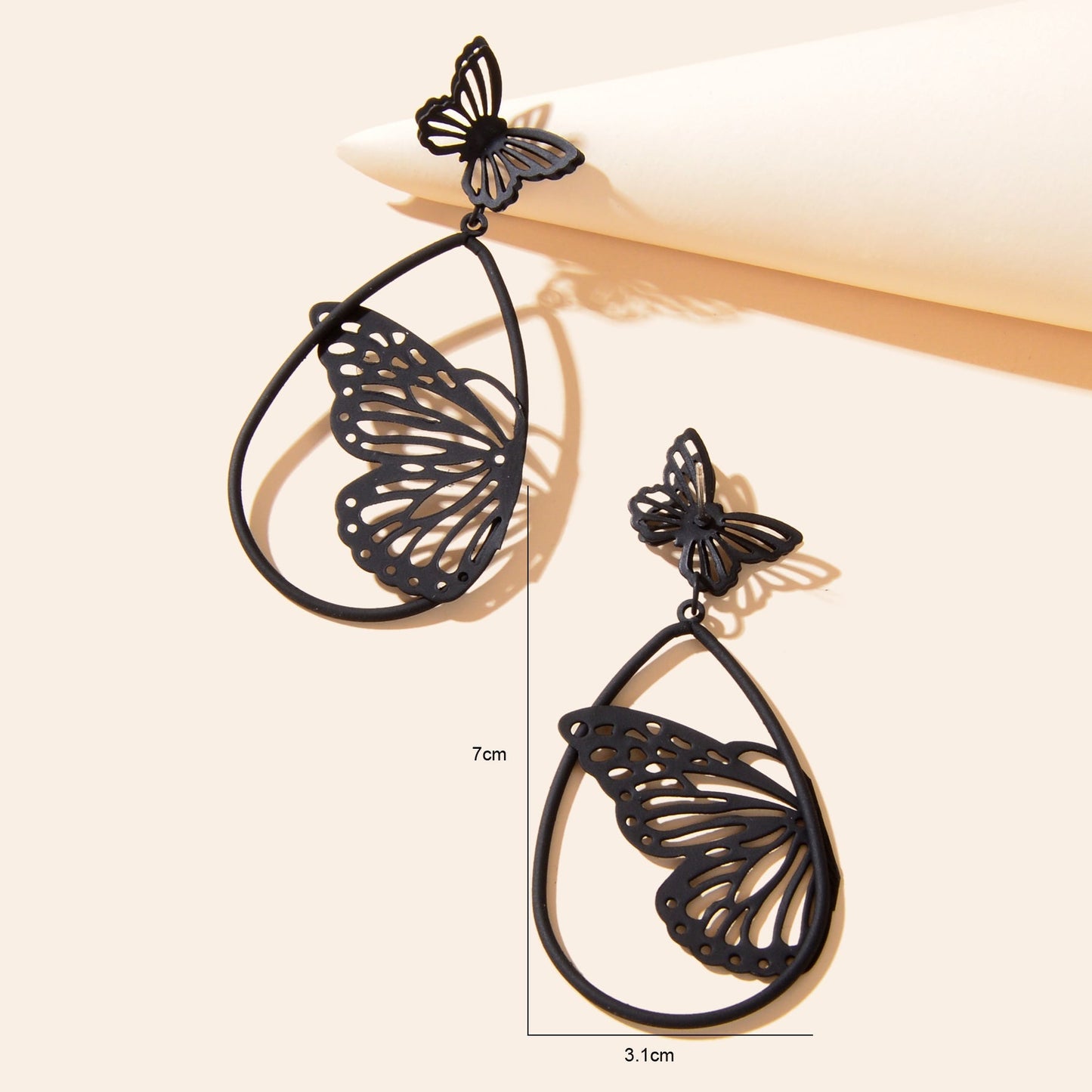 New Retro Black Hollow Butterfly Water Drop Earrings Party Decoration for Women Feelontop Jewellery
