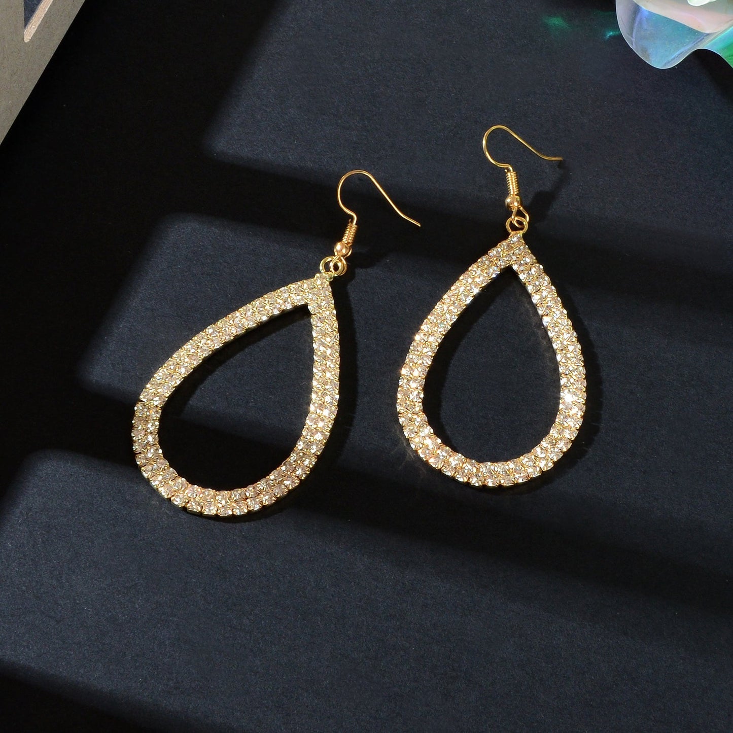 Shinning Full Rhinestone Water Drop Earrings Luxury Wedding Birdal Prom Jewelry Feelontop Jewellery