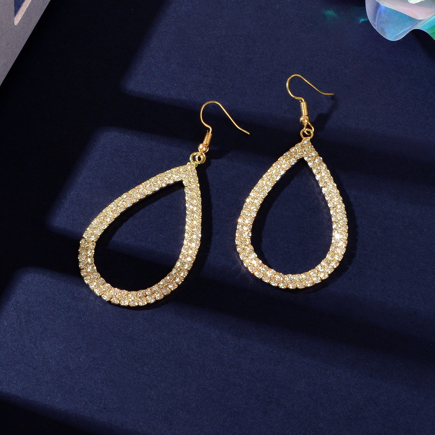 Shinning Full Rhinestone Water Drop Earrings Luxury Wedding Birdal Prom Jewelry Feelontop Jewellery