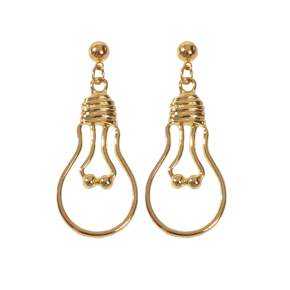 Punk Jewelry Gold Silver Metal Light Bulb Drop Statement Stunning Stud Earrings Feelontop Jewellery