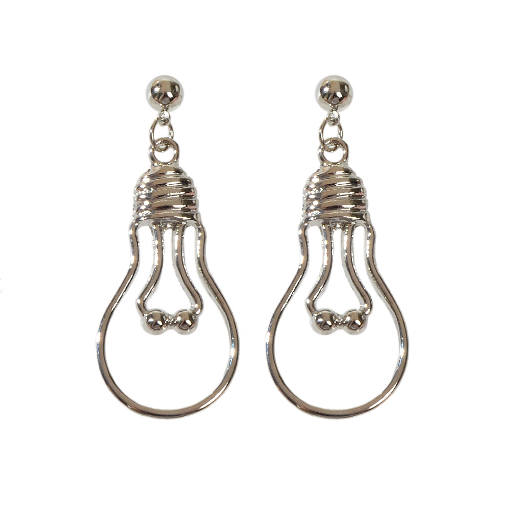 Punk Jewelry Gold Silver Metal Light Bulb Drop Statement Stunning Stud Earrings Feelontop Jewellery