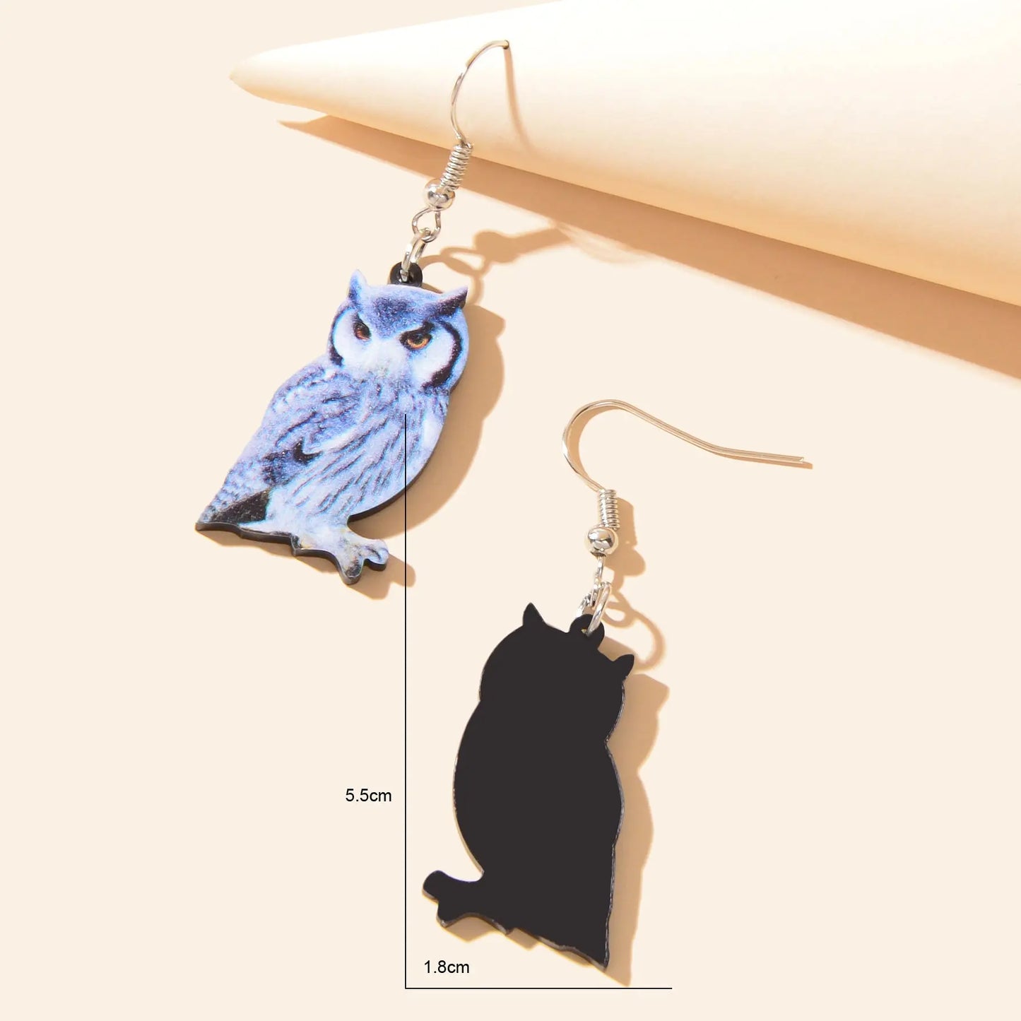 Personality Animal Accessories Blue Acrylic Lightweight Owl Dangle Hook Earrings Feelontop Jewellery