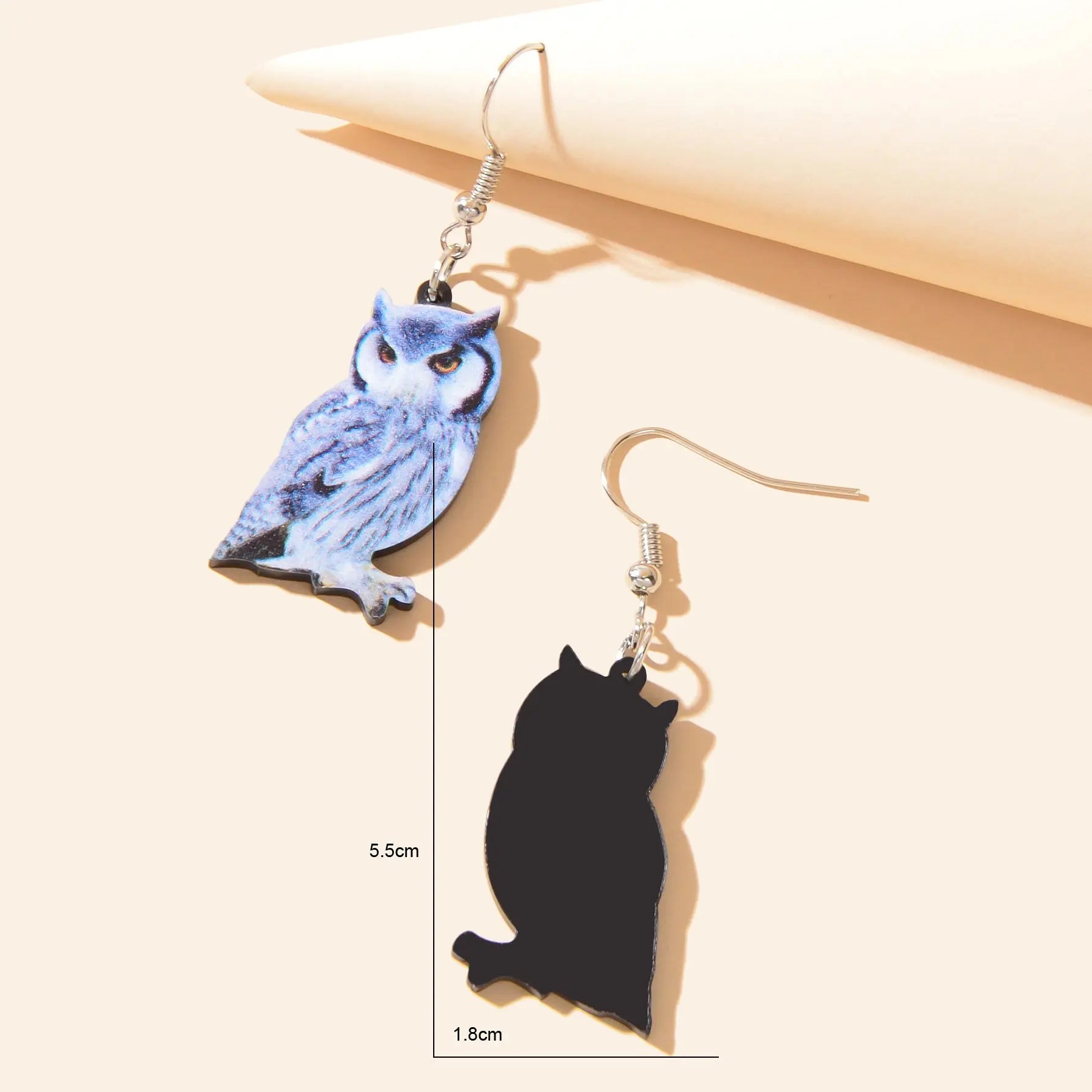 Personality Animal Accessories Blue Acrylic Lightweight Owl Dangle Hook Earrings Feelontop Jewellery