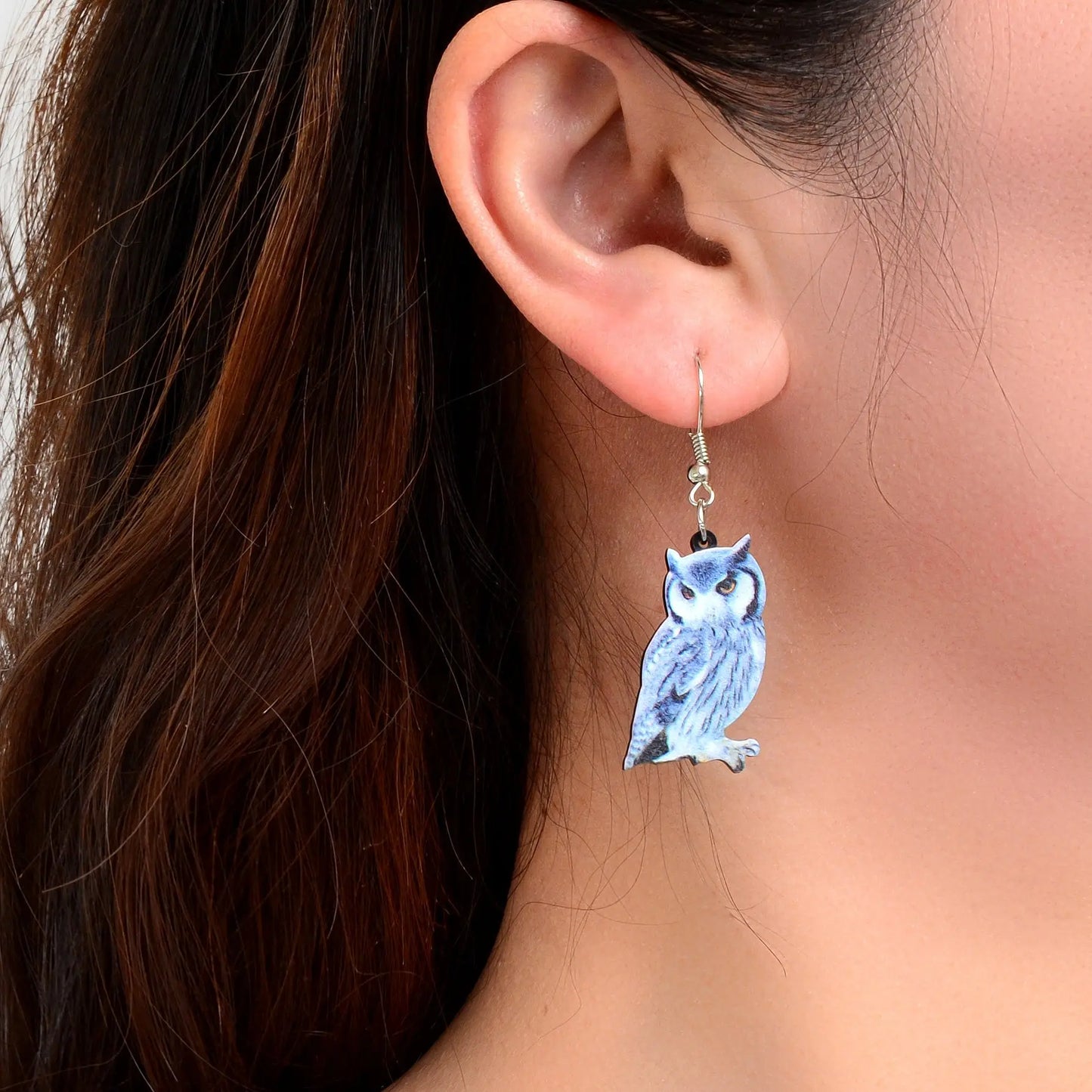 Personality Animal Accessories Blue Acrylic Lightweight Owl Dangle Hook Earrings Feelontop Jewellery