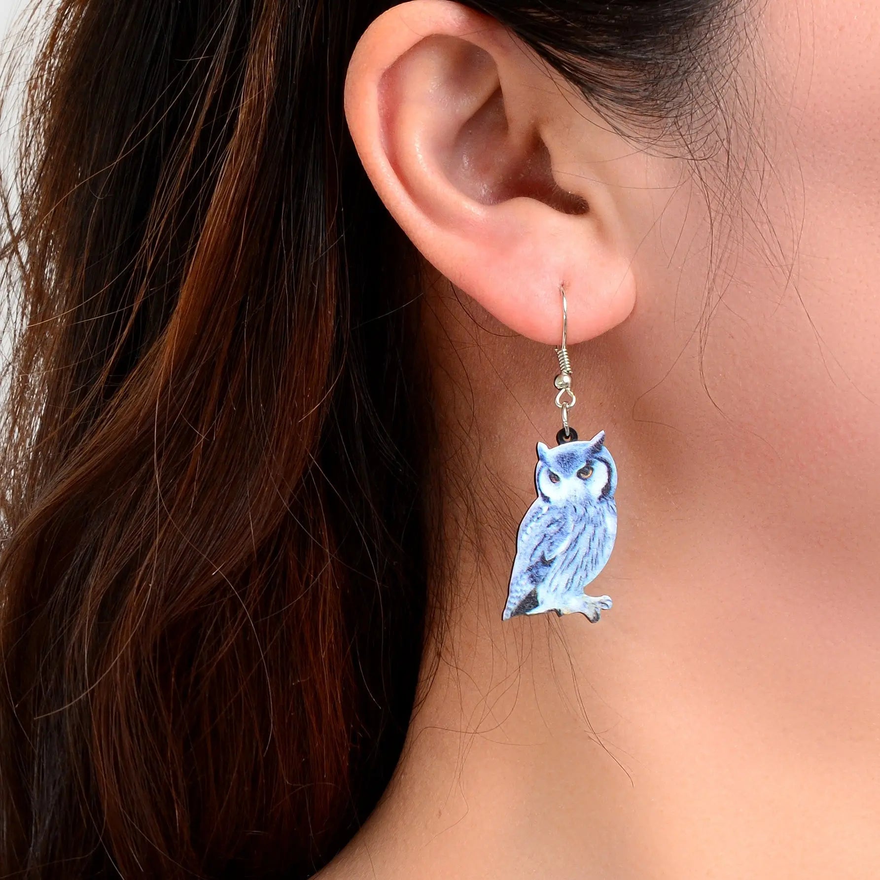 Personality Animal Accessories Blue Acrylic Lightweight Owl Dangle Hook Earrings Feelontop Jewellery