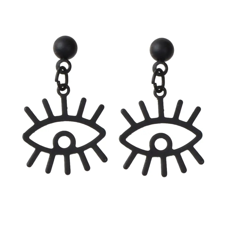 Punk Minimalist Jewellery Black Eye Drop Dangle Earrings Women Girls Accessories Feelontop Jewellery