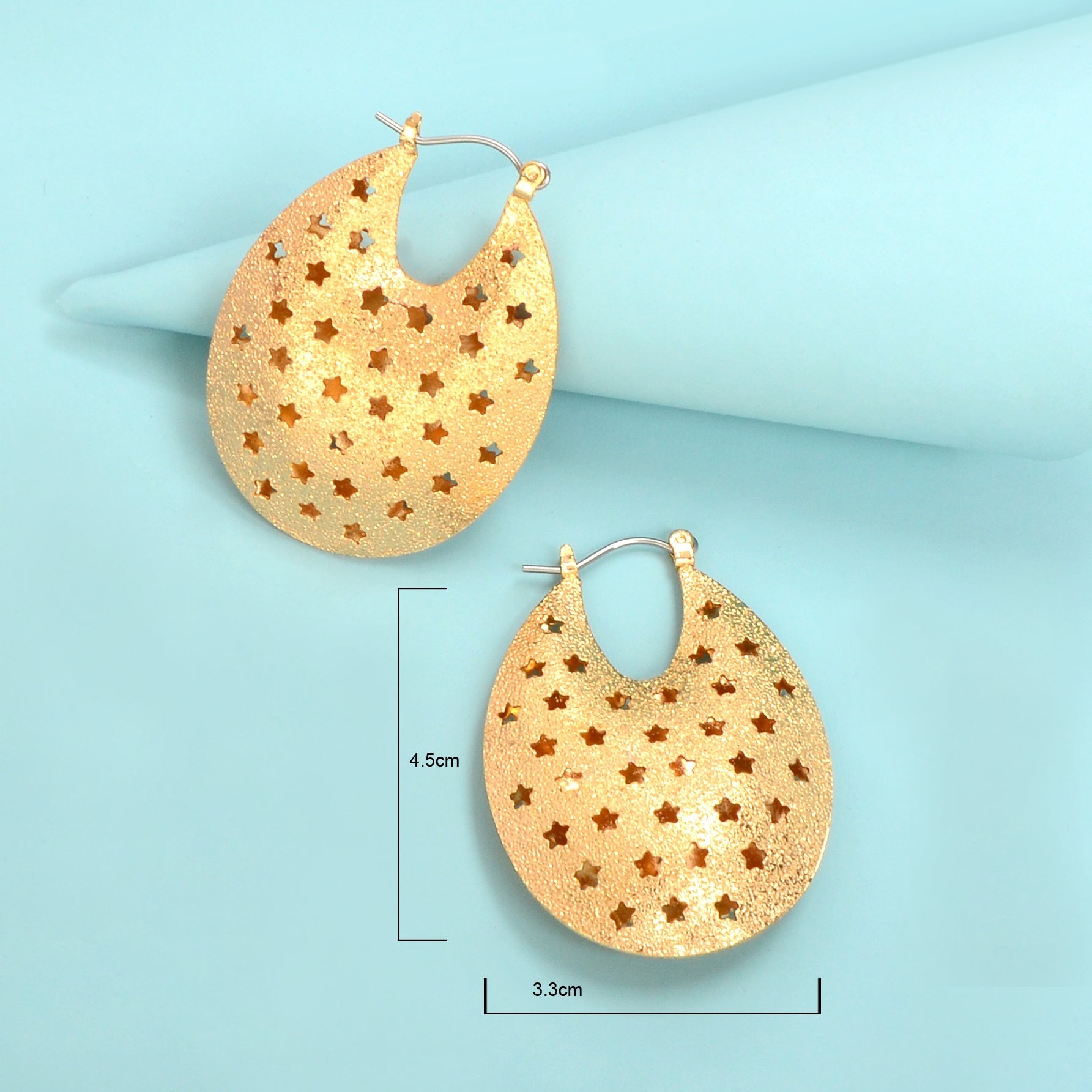 Ladies Designer Jewelry Gold Ellipse Hollow Star Chunky Hoop Statement Earrings Feelontop Jewellery