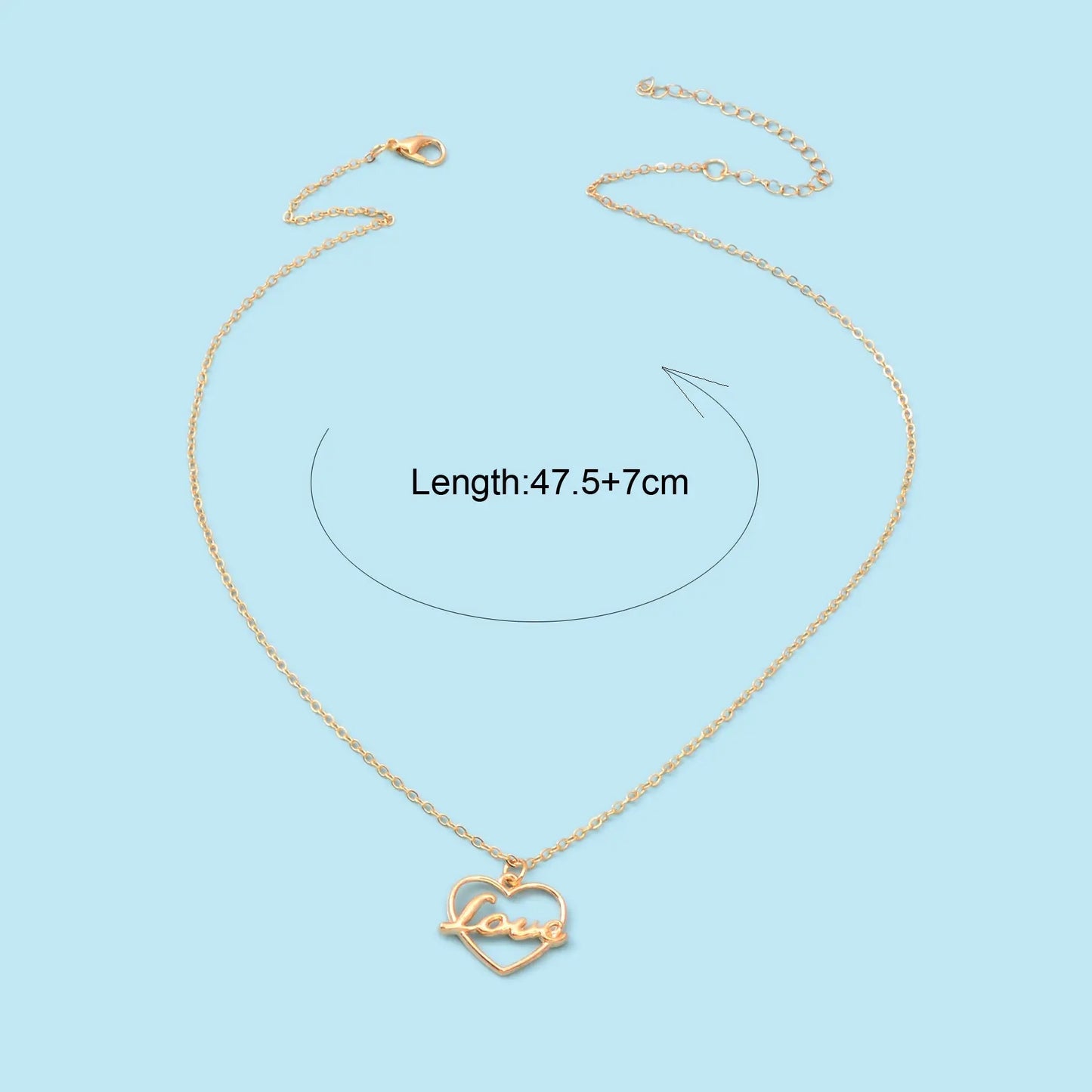 Perfect Wedding Gift Jewellery Gold Chain Heart Letter LOVE Pendant Necklace Feelontop Jewellery