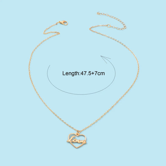 Perfect Wedding Gift Jewellery Gold Chain Heart Letter LOVE Pendant Necklace Feelontop Jewellery