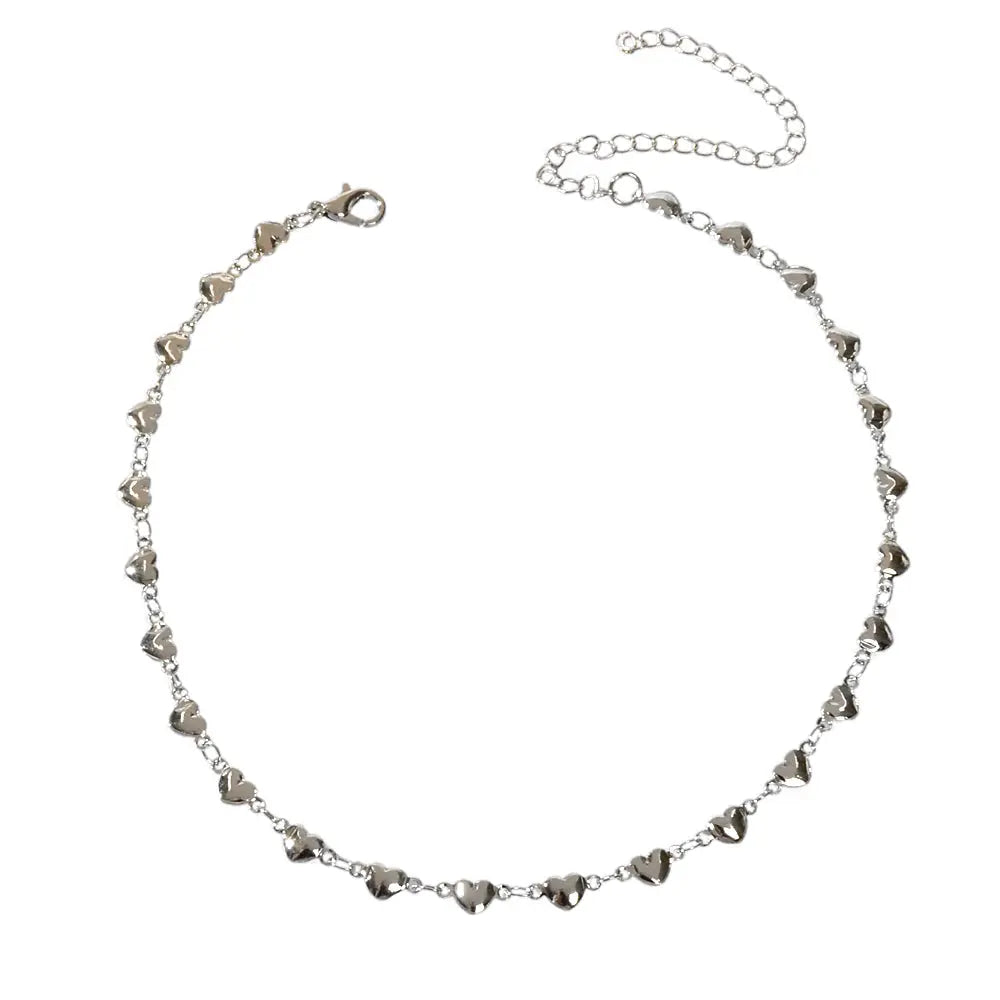 New Jewelry Silver Love Heart Charm Necklace Anniversary Accessories Lover Gift Feelontop Jewellery