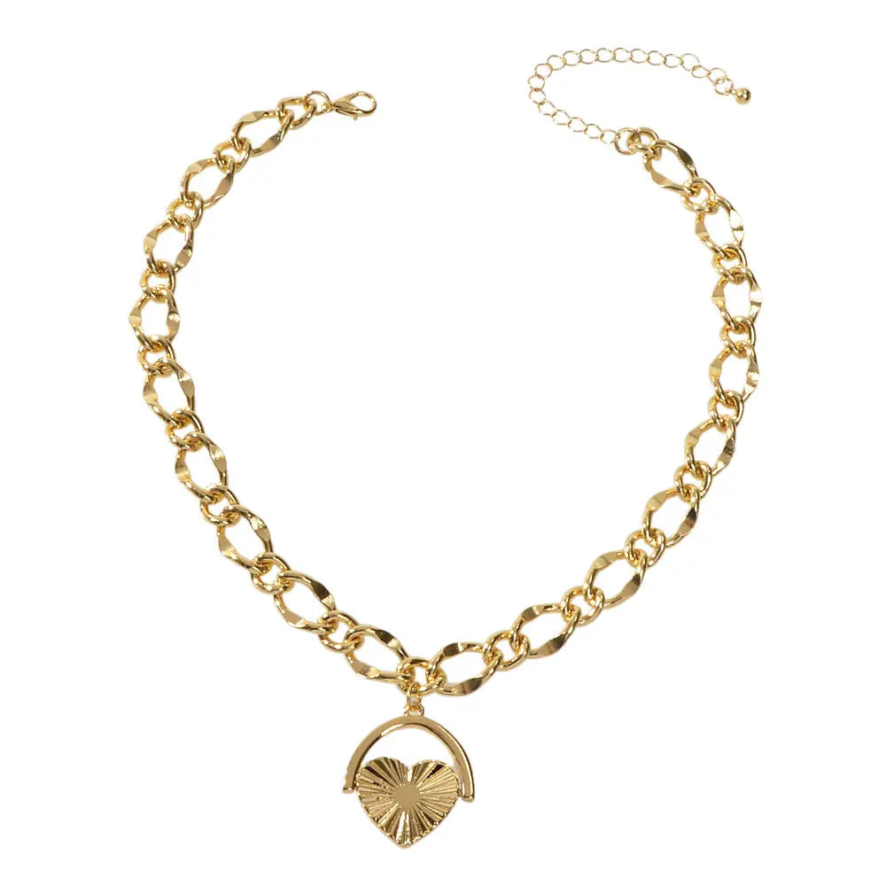 Female Accessories Thick Gold Chain Heart Statement Necklace Designer Jewellery Feelontop Jewellery