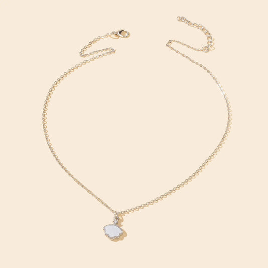 Personalized Jewellery White Resin Shell Shape Charm Delicate Everyday Necklace Feelontop Jewellery
