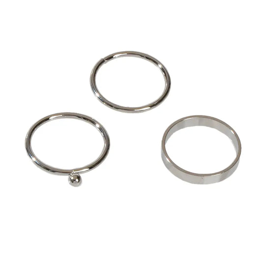 Stackable 3 pcs Gold Metal Minimalist Finger Ring set Multiple Rings Bulk Pack Feelontop Jewellery