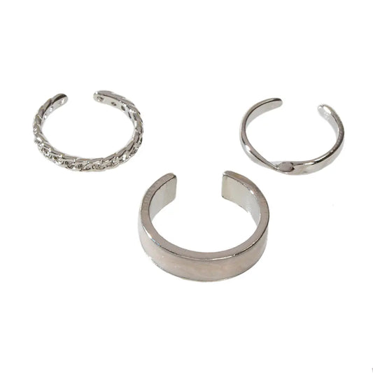 3 pcs Retro Stackable White Enamel Midi Knuckle Ring set Multiple Bulk Pack Ring Feelontop Jewellery