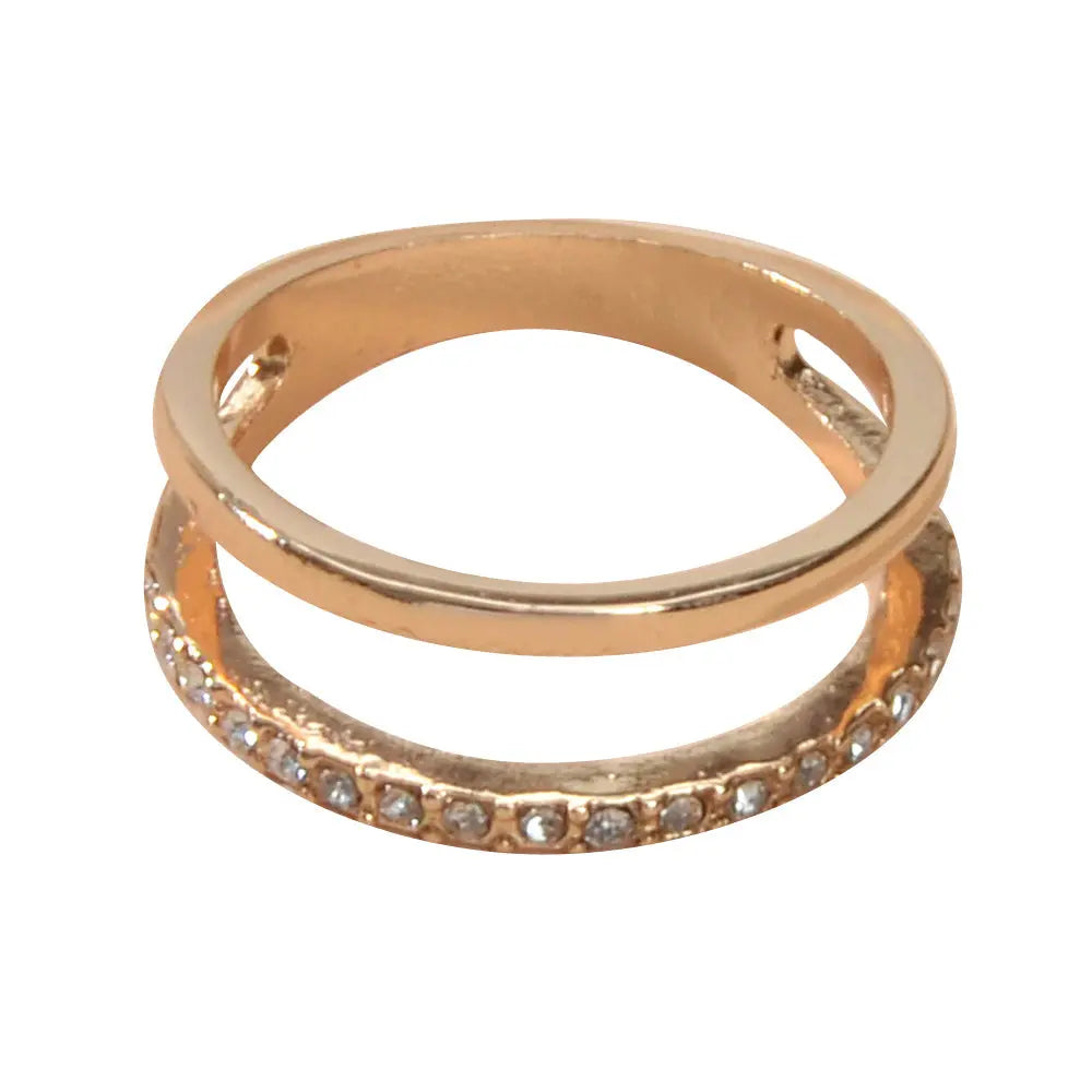 Fashion Jewelry Rhinestone Gold Eternity Ring Women Wedding Party Accessories Feelontop Jewellery