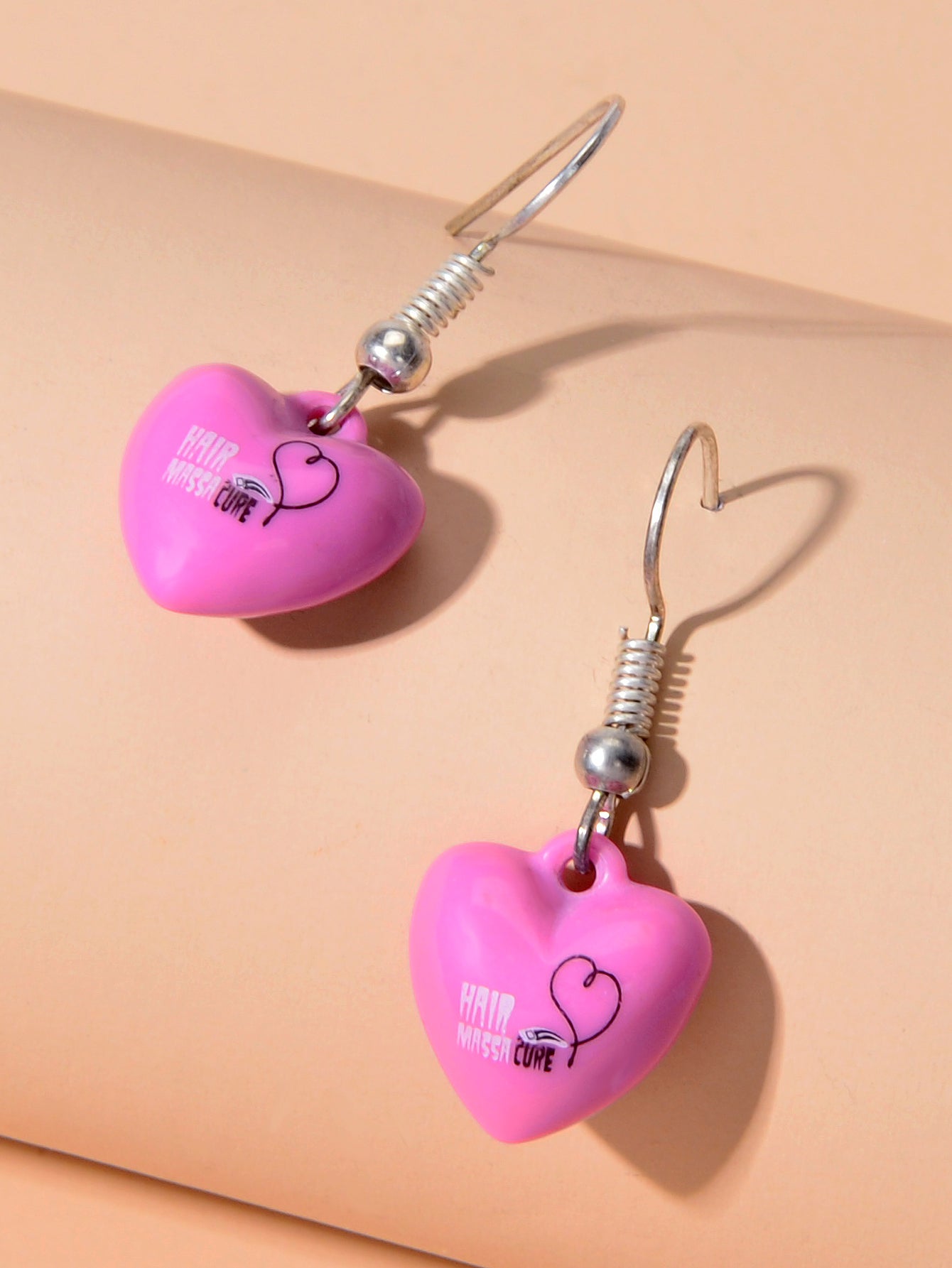 Valentine's Day Women Girl Hotpink Heart Dangle Love Earrings Party Decoration Feelontop Jewellery