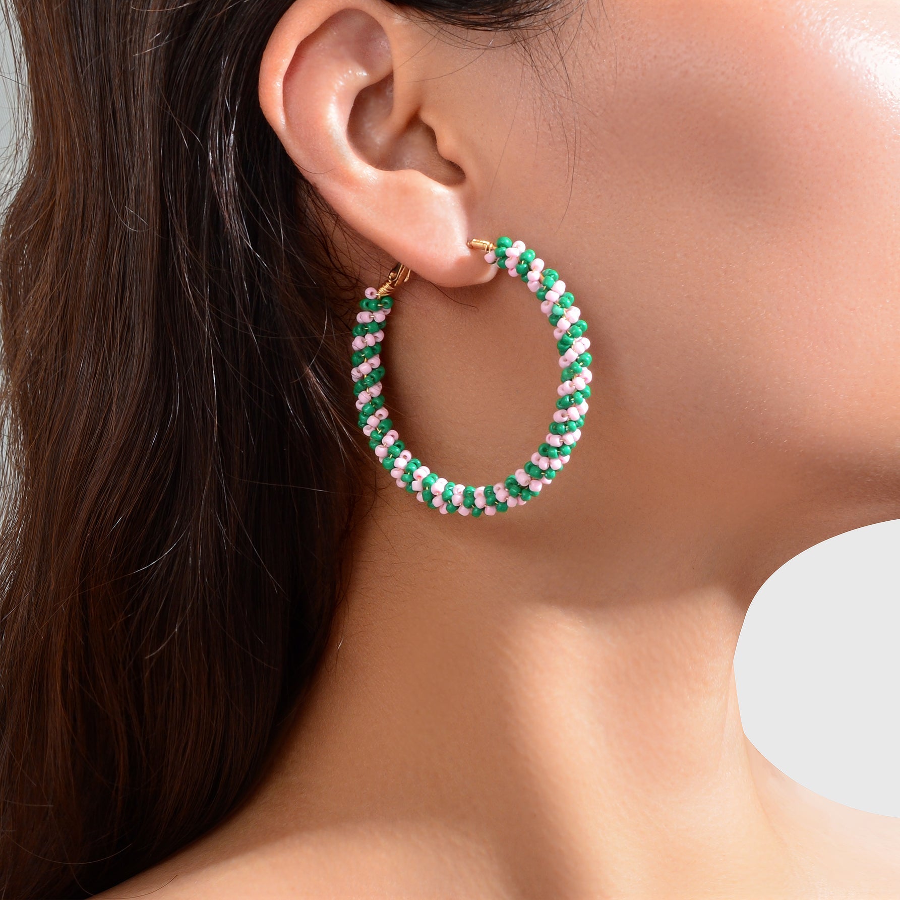 Boho Sweet Colourful Seed Beads Handmade Circle Hoop Earrings for Women Holiday Feelontop Jewellery