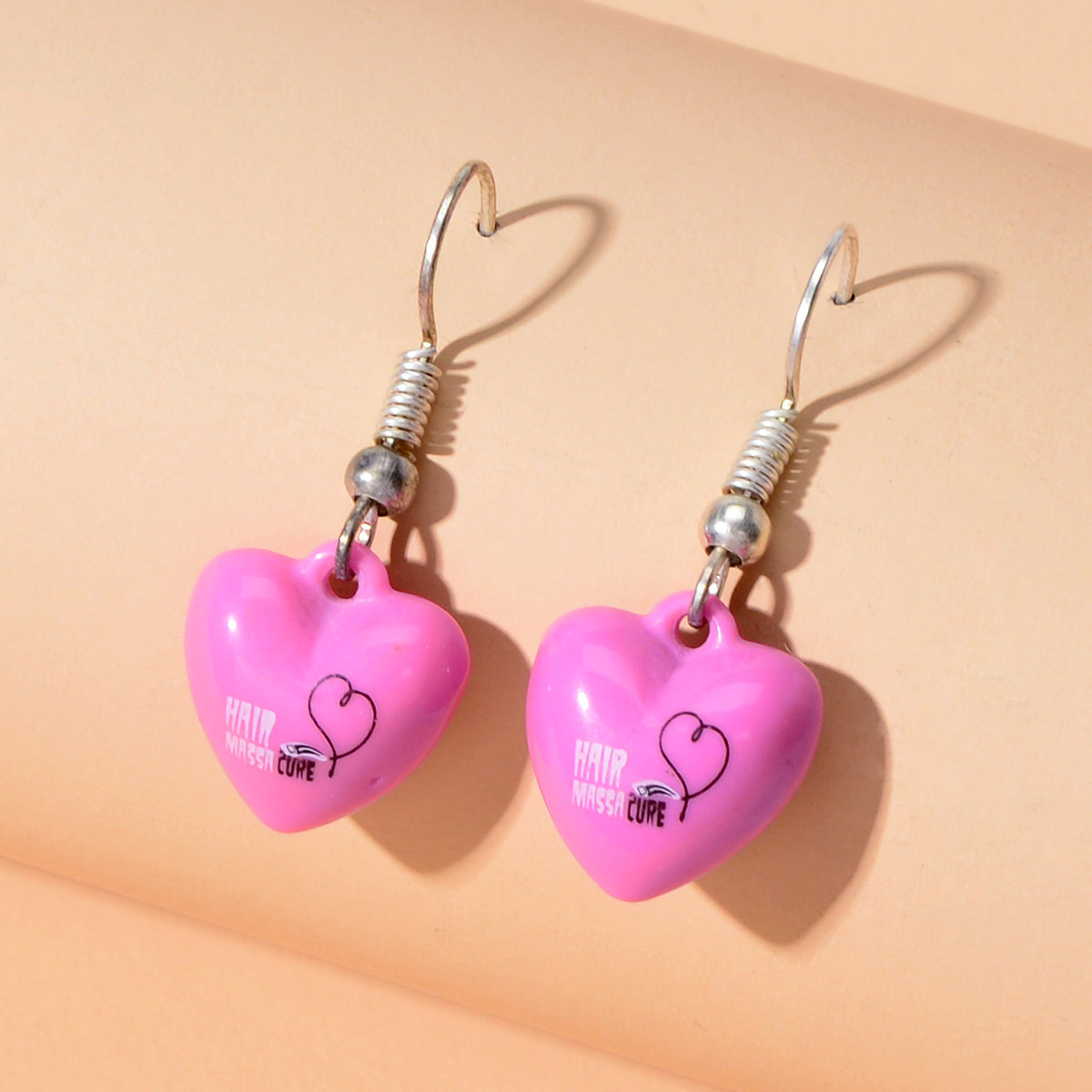 Valentine's Day Women Girl Hotpink Heart Dangle Love Earrings Party Decoration Feelontop Jewellery