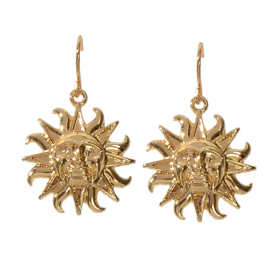 Gold Sun Drop Earrings Wholesale Price Women Teens Accessories Textured Jewelry Feelontop Jewellery