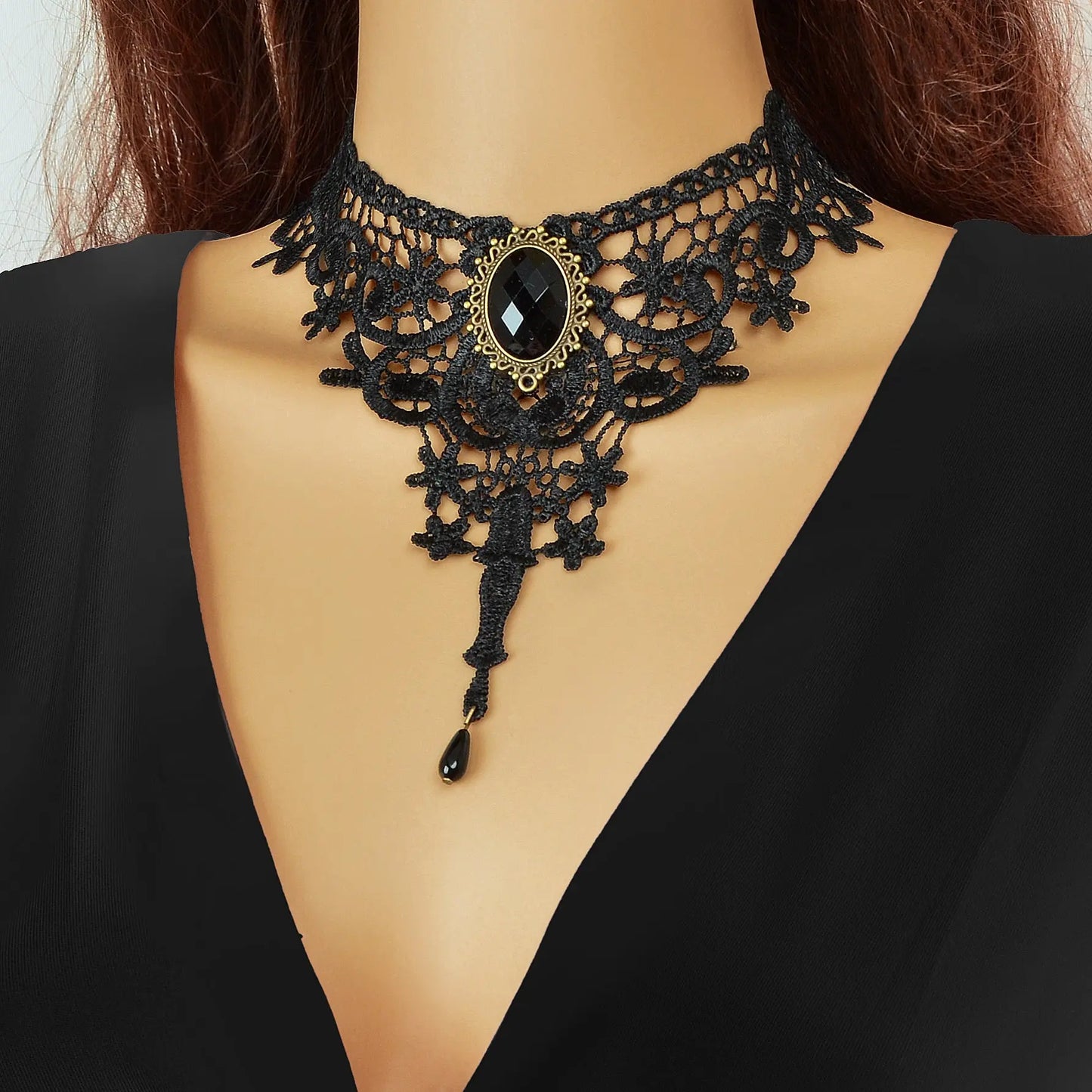 Vintage Gothic Black Hollow Lace Choker Tattoo Collar Necklace Cosplay Jewellery Feelontop Jewellery