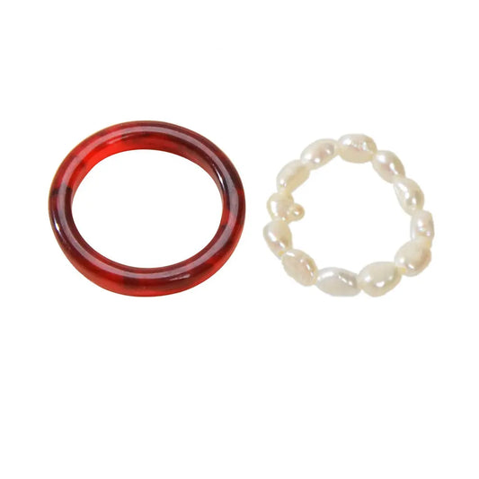 2pcs Pearl Elastic Ring New Women Accessories Feelontop Jewellery